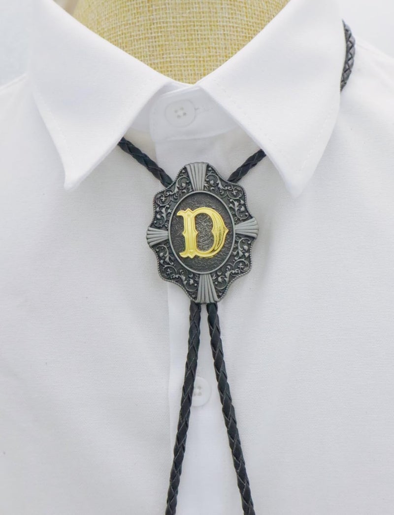 KECOL Western Letter Bolo Tie Cowboy Aalphabet A to Z Neckties Necklace for Men Women - Image 4